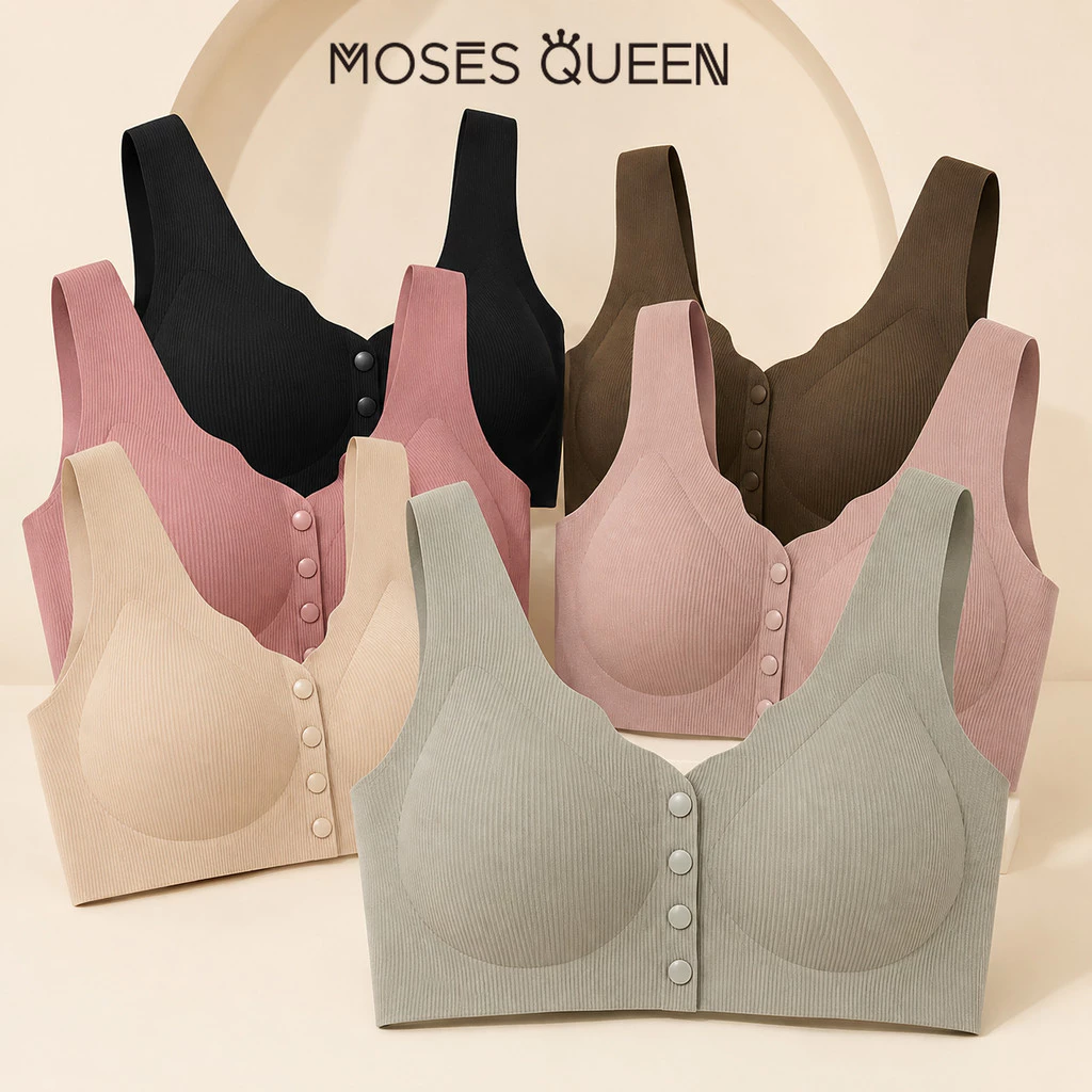MOSESQUEEN Áo ngực tập hợp đóng cửa phía trước dành cho nữ không cao su thoải mái không cảm giác underbust kiểu áo lót mỏng liền mạch áo ngực #88818