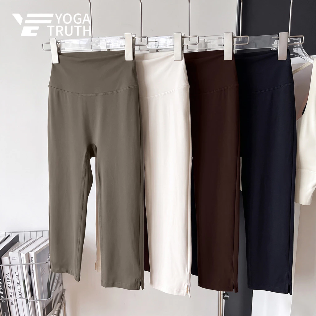 [YOGATRUTH] Quần thể thao xẻ viền eo cao Quần legging khỏa thân thoáng khí chạy bộ Yoga