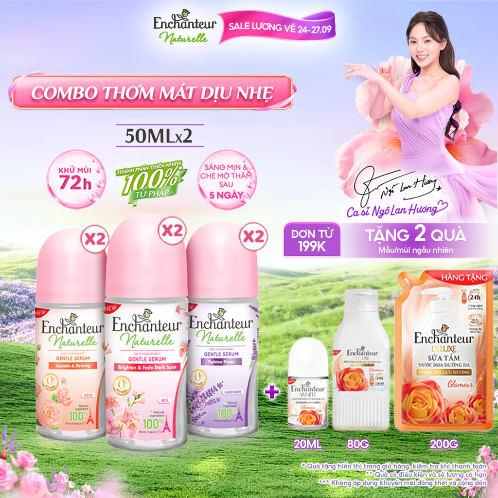 [MUA 1 NHẬN 2 FULLSIZE] Lăn khử mùi tinh chất Serum Làm Sáng Da, Mờ Thâm sau 5 ngày -100% thiên nhiên dịu nhẹ Enchanteur