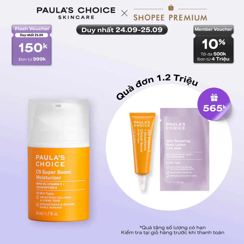 Kem dưỡng ẩm Vitamin C làm sáng da và tăng sinh collagen Paula's Choice C5 Super Boost Moisturizer 50ml 2900