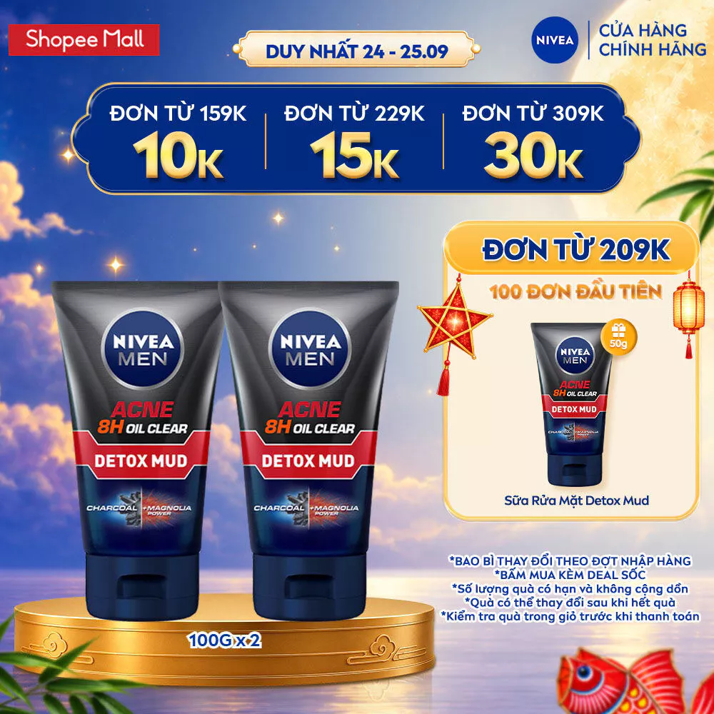 Bộ 2 Sữa Rửa Mặt Cho Nam NIVEA MEN Bùn Khoáng Kiềm Dầu | Ngừa Mụn | Sạch Sâu (100 g) - 83940x2