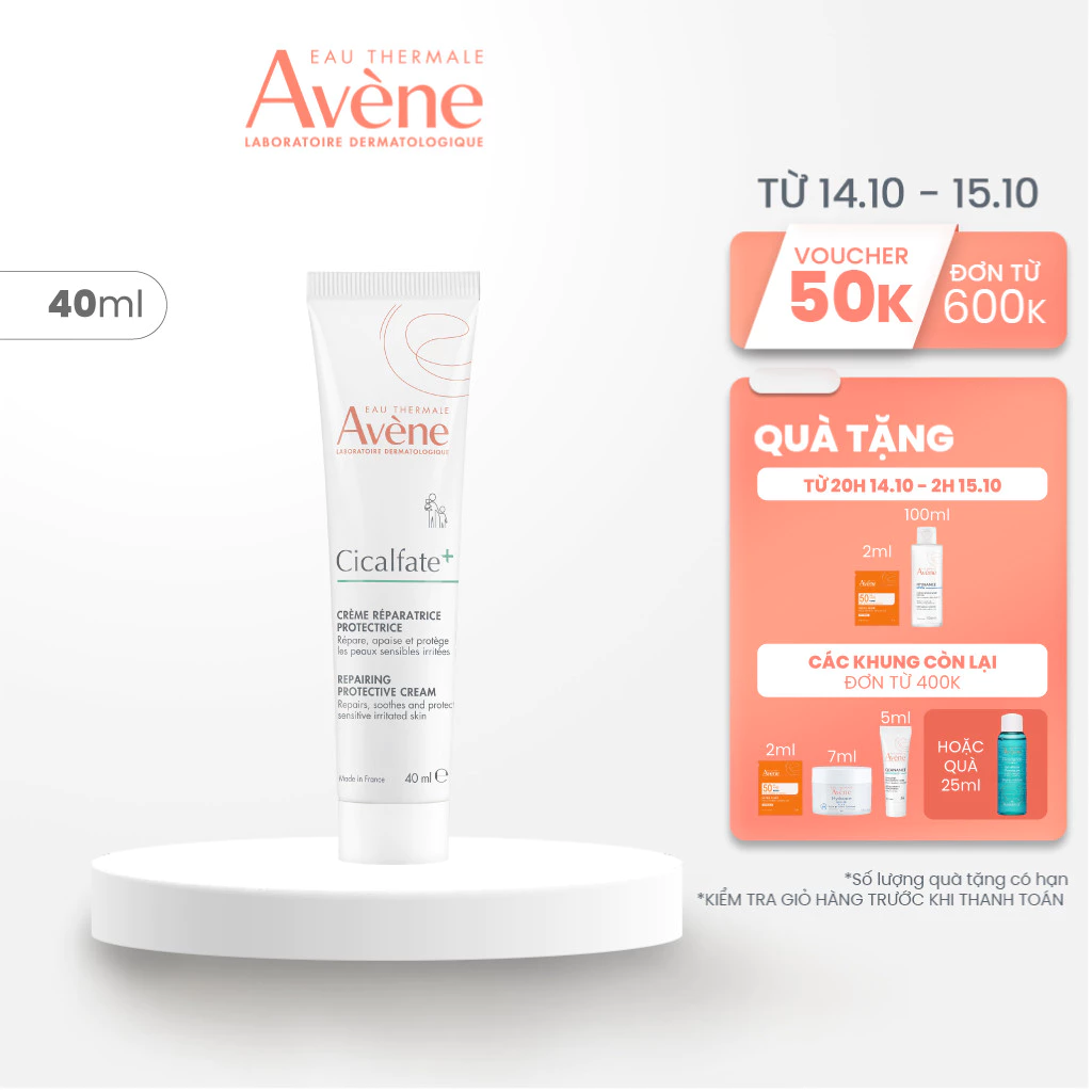 Kem phục hồi Eau Thermale Avène CICALFATE+ Repairing Protective Cream giúp làm lành da, làm dịu tổn thương trên da 40ml