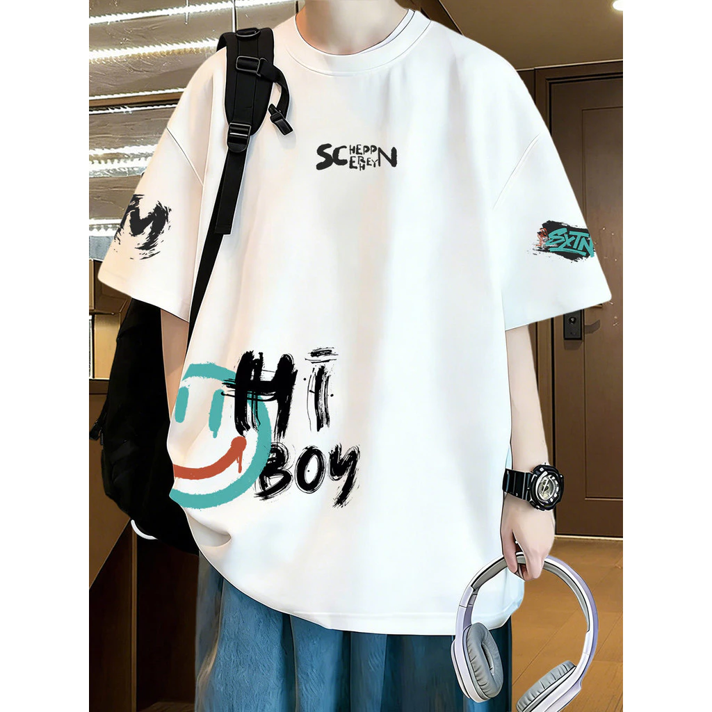 Áo nam nữ tay lỡ HappyTee - Áo Thun mặt cười HI BOY – Phong Cách Nghệ Thuật Trẻ Trung
