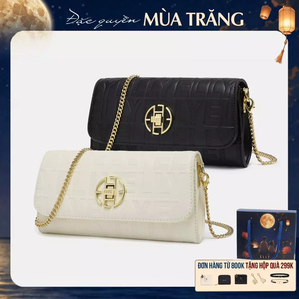 Clutch nữ ELLY ECH71 ví cầm tay da tổng hợp cao cấp đeo chéo đeo vai thời trang