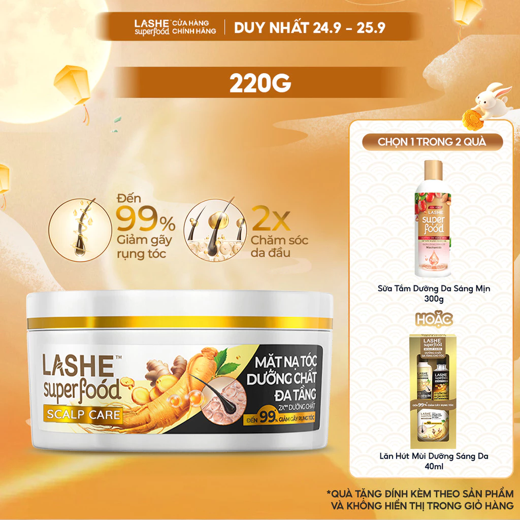 [MỚI RA MẮT] Mặt Nạ Tóc Dưỡng Chất Đa Tầng Lashe Superfood 220g Ngăn Gãy Rụng Tóc
