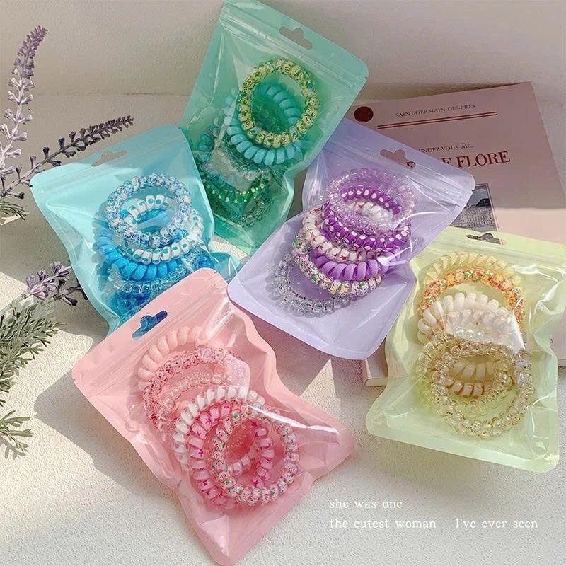 SET 6 Dây Buộc Tóc Lò Xo Cao Cấp Co Giãn Tốt, Không Đau Tóc Phong Cách Hàn Quốc