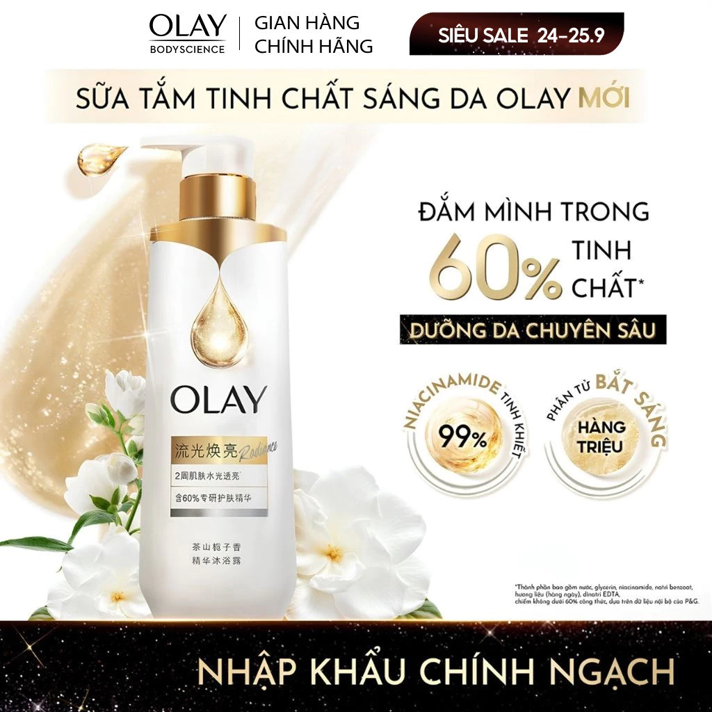 [MỚI] Sữa tắm sáng da Olay B3, với 60% tinh chất dưỡng da chuyên sâu 500g