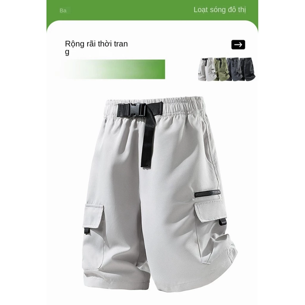 Quần Short Nam Cargo Túi Hộp Dáng Rộng Thắt Lưng Khóa Cài Phong Cách Đường Phố ✨Luyoo32.vn✨