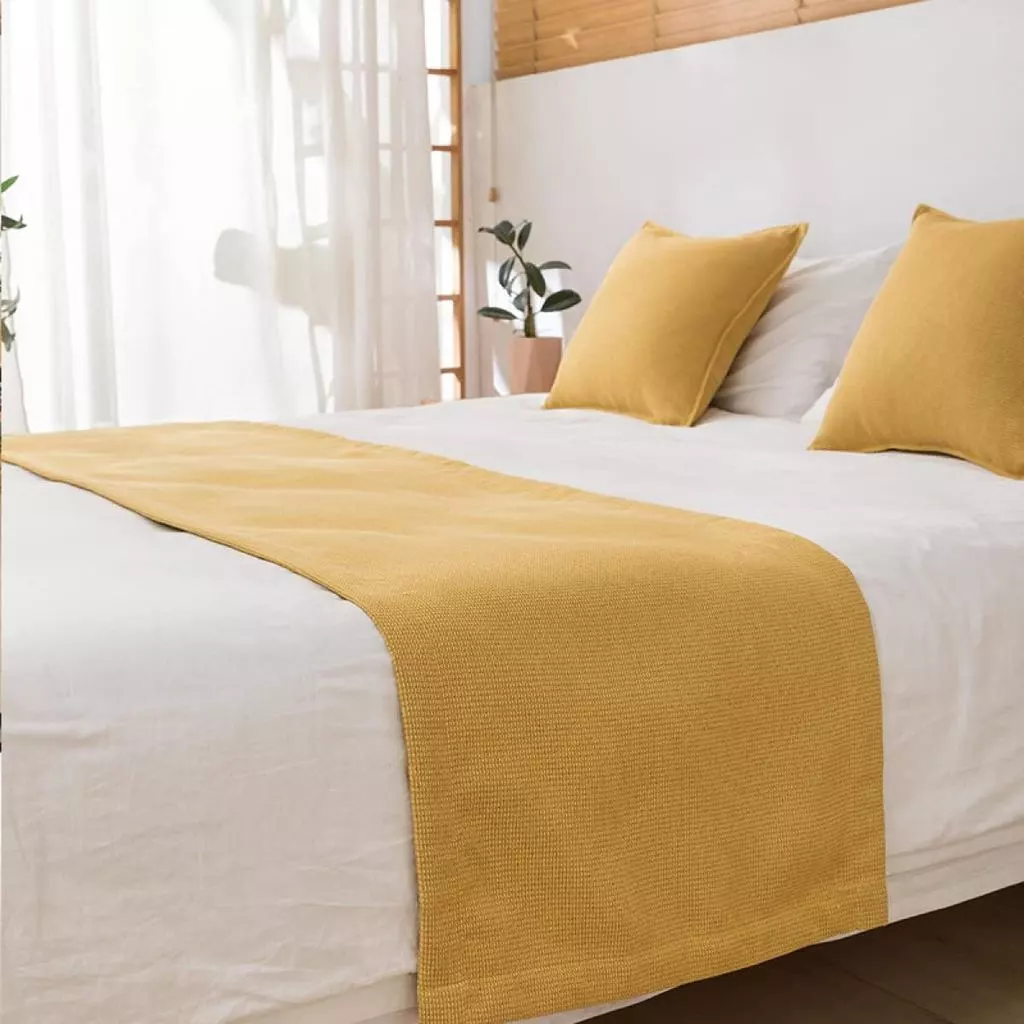 Khăn quàng ga trải giường màu trơn tối giản Khăn trải giường dành cho giường đôi Queen King Size, 3 màu, 4 kích cỡ, Vỏ gối phù hợp tùy chọn