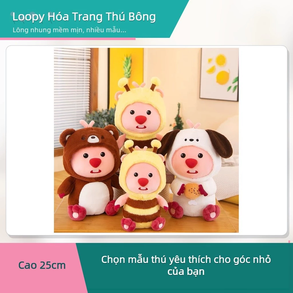 Gấu Bông Hải Ly Loopy Mặc Áo Thú Hóa Trang 25cm - Quà Tặng Đáng Yêu Nhiều Mẫu Ong Gấu Nâu Gấu Trúc Chó Heo ✨deerlu05.vn✨