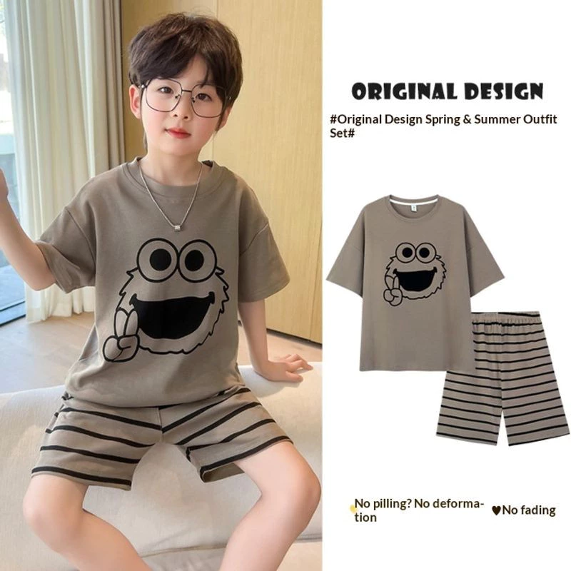 Bộ đồ ngủ hoạt hình trẻ em, Bộ đồ ngắn tay thoáng khí tại nhà thoải mái cho học sinh