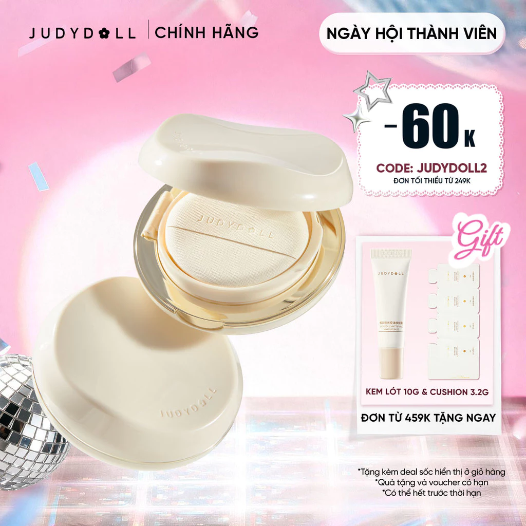 JUDYDOLL Phấn nước Moisturizing Cushion Foundation Dưỡng ẩm Tự nhiên Không cakey 14g [12/2026]