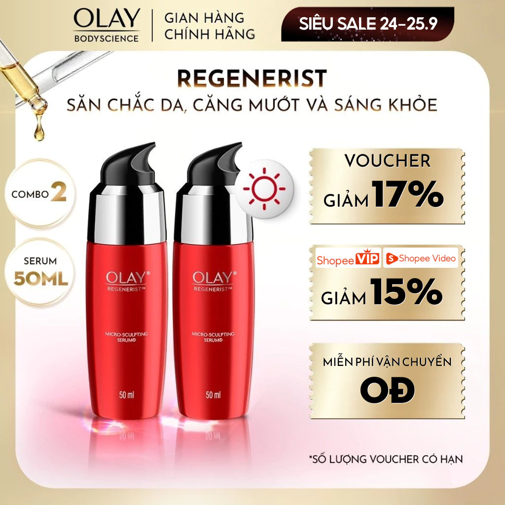 [LIVE] Combo 2 Tinh Chất Vi Dưỡng Ngăn Ngừa Lão Hóa Chuyên Sâu OLAY Regenerist 50ml mẫu ngẫu nhiên