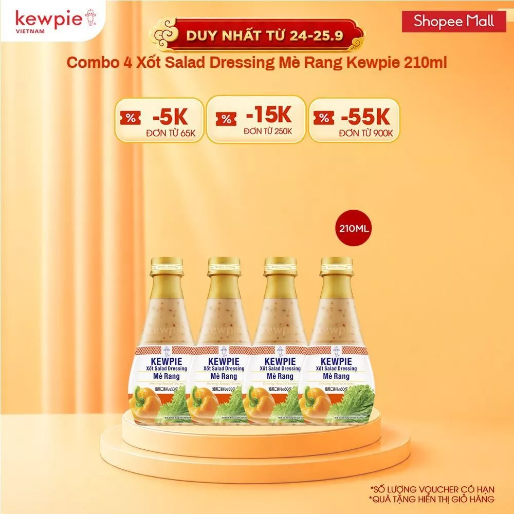 Combo 4 Xốt Salad Dressing Mè Rang Kewpie 210ml