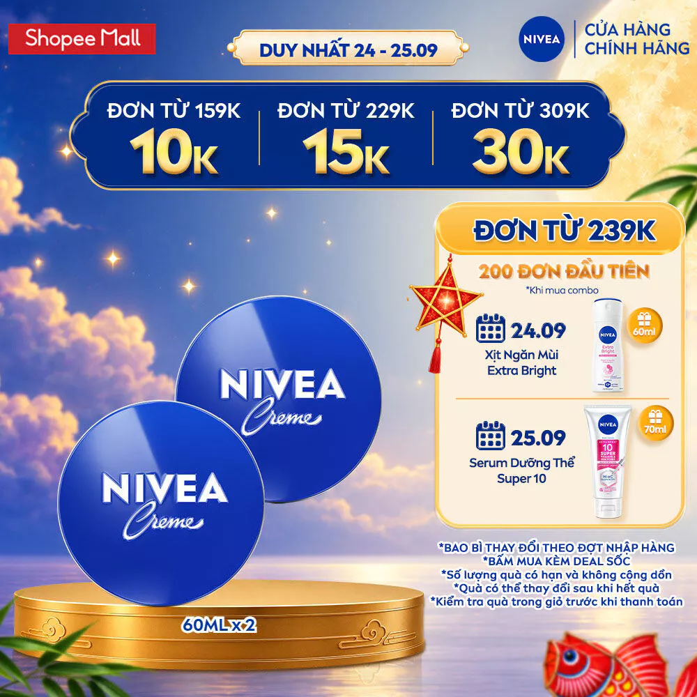Bộ 2 Kem Dưỡng Ẩm Chuyên Sâu NIVEA Crème Hộp Thiếc (60mlx2) - 80102x2