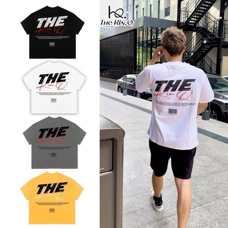 Áo Thun Boxy cổ tròn The Kin.Q Unisex - Cotton Cao Cấp 250gsm co giản 2 chiều in lụa LoGo
