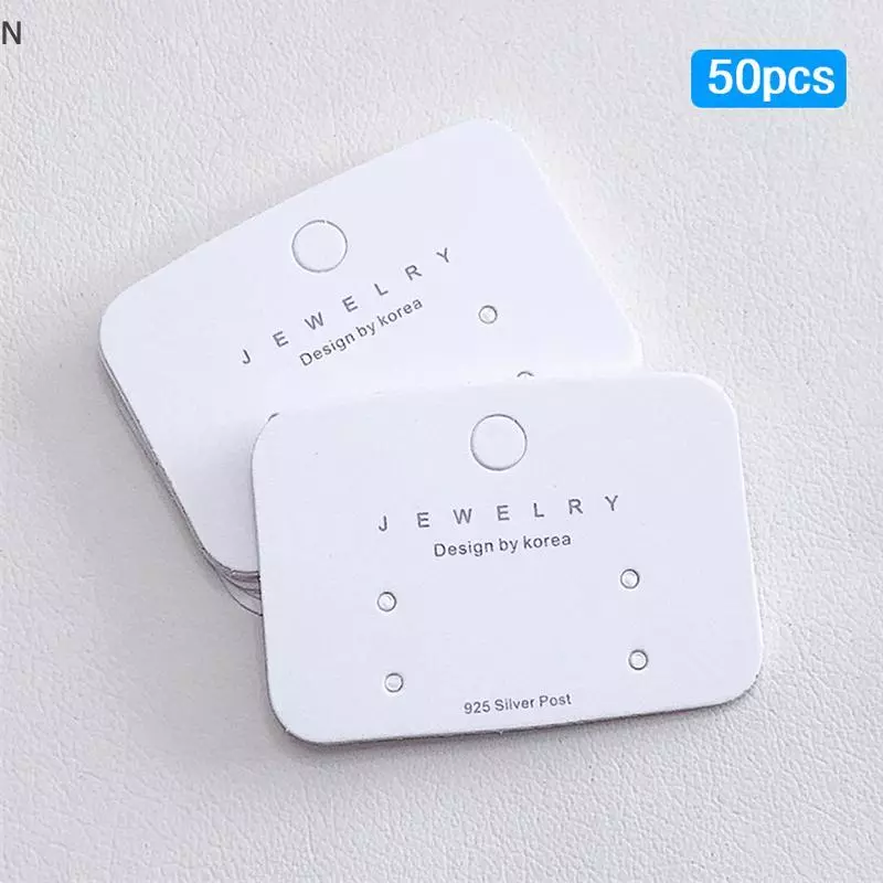 NS 50 Chiếc Tối Giản Tông Trắng Giấy Dán Thẻ Bông Tai Miếng Dán Thẻ Trưng Bày DIY Bông Tai Giá Bán Lẻ Thẻ Nhãn NS
