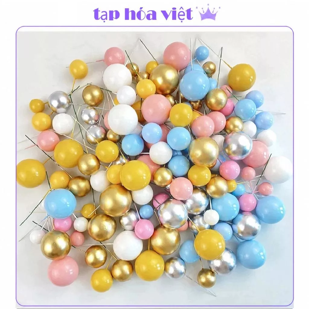 SET 40 QUẢ BI XỐP trang trí bánh sinh nhật, bi nhựa, quả cầu nhựa