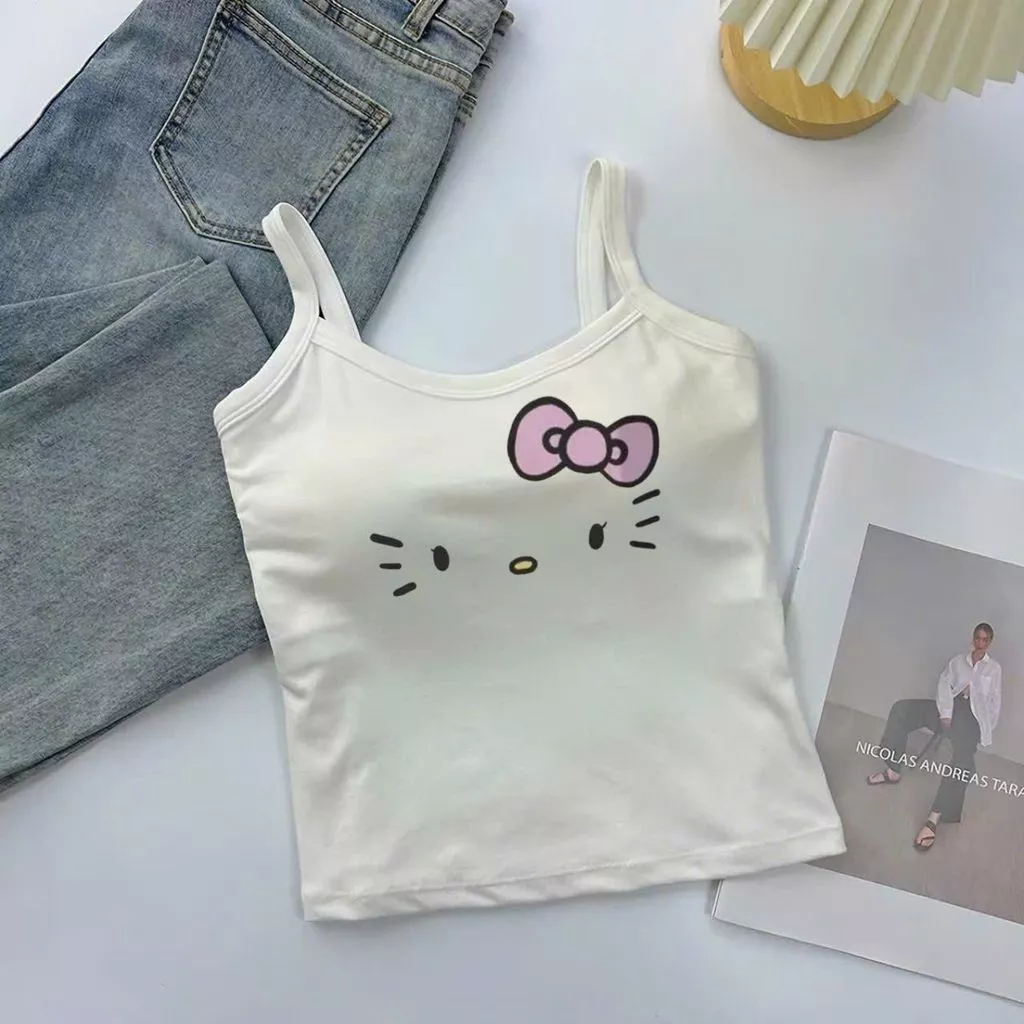 <  Kèm Đệm Mút > Áo 2 dây có Đệm mút ngực chất tăm lạnh , áo hai dây nữ hình cater hàn QUỐC -thuba2k