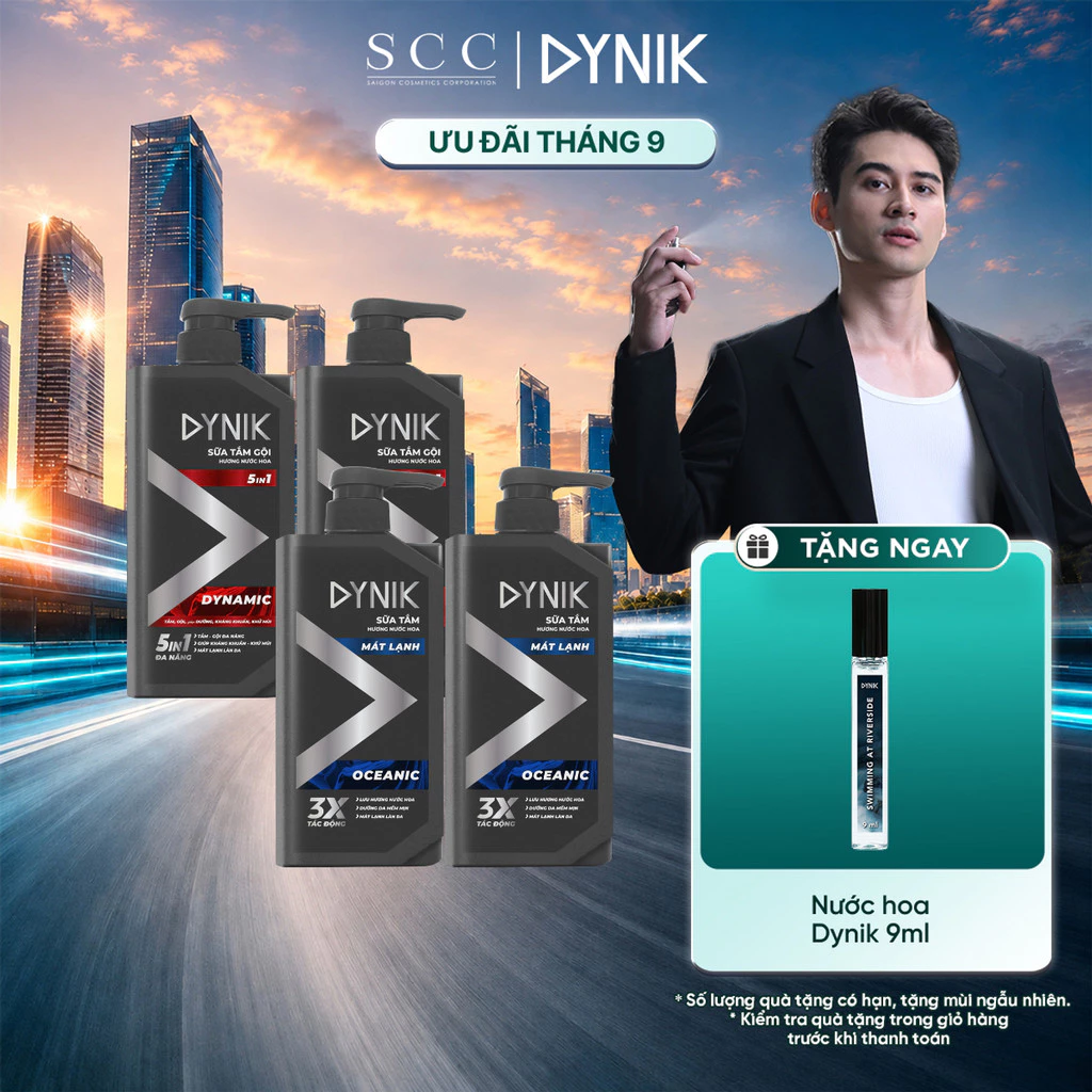 Combo 2 Sữa Tắm Nam Hương Nước Hoa Cao Cấp Dynik 650g - 3X Mát Lạnh, Sạch Sâu, Dưỡng Ẩm/ 5IN1 Giúp Kháng Khuẩn, Khử Mùi