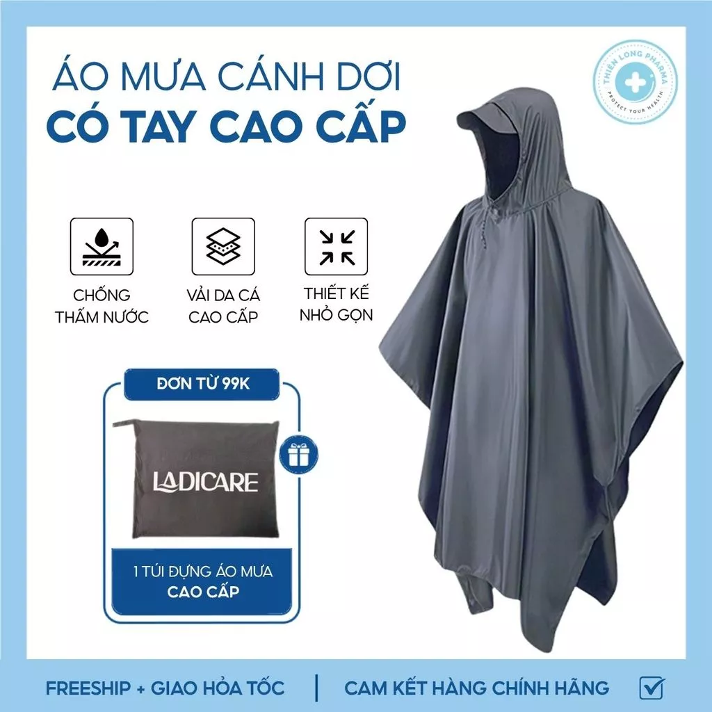[Loại tốt] Áo mưa CÁNH DƠI LADICARE - Áo mưa kín vải da cá siêu bền phù hợp nam nữ đi xe máy