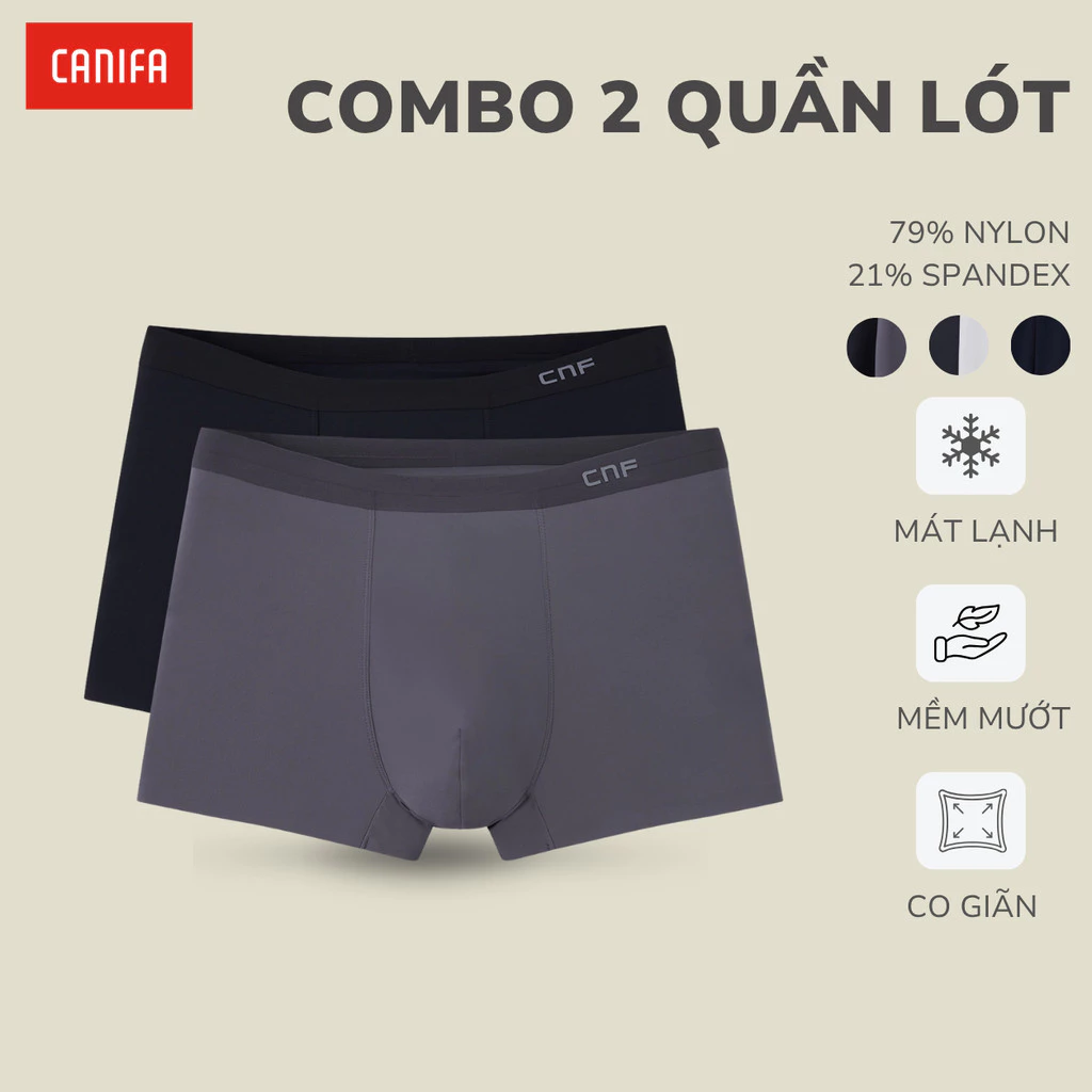 Pack 2 quần sịp đùi nam CANIFA MEN, quần lót chất liệu êm ái thoáng mát 8US26A005