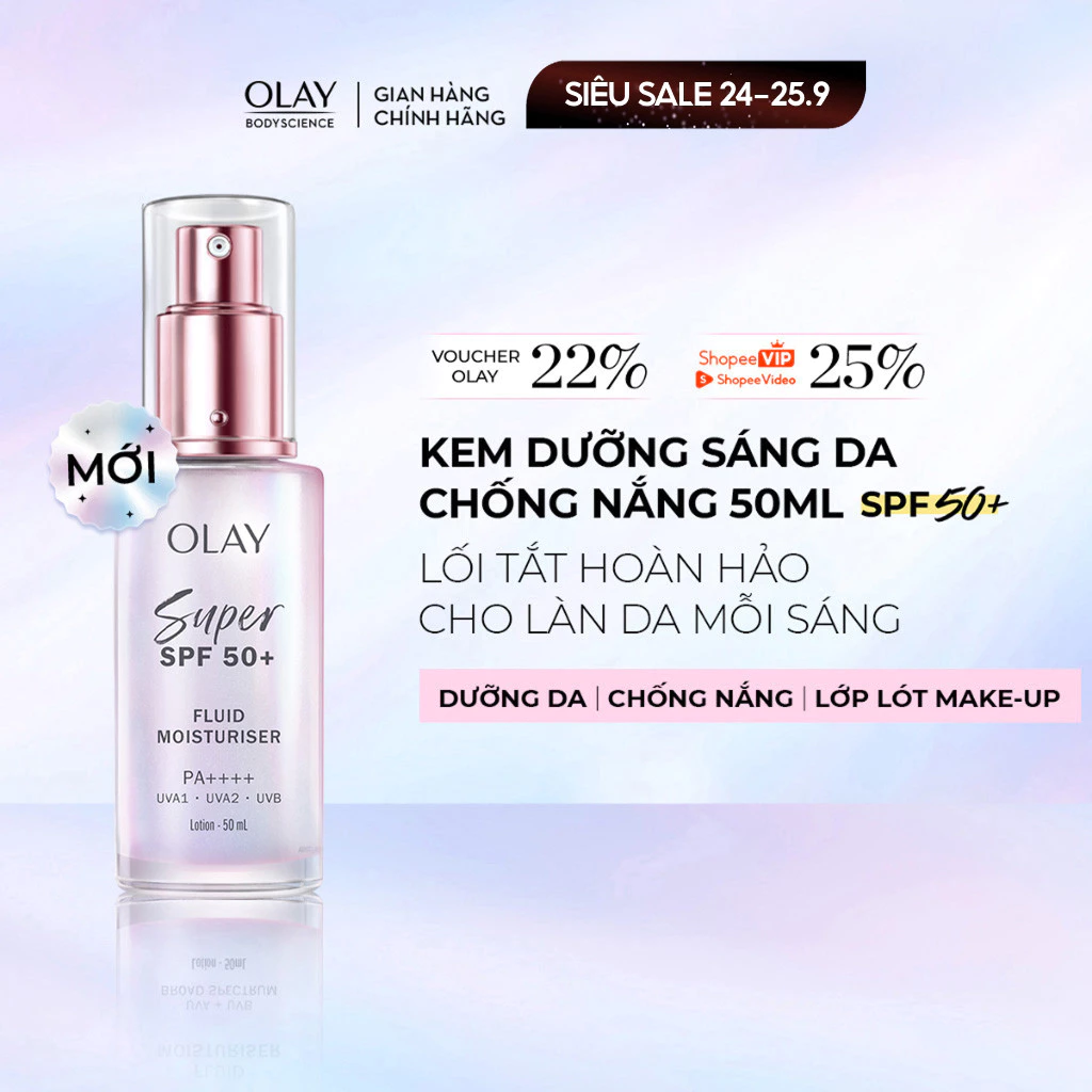 [MỚI] Kem Dưỡng Da Chống Nắng Mỏng Nhẹ OLAY SUPER SPF 50+ | PA++++ Chai 50ML