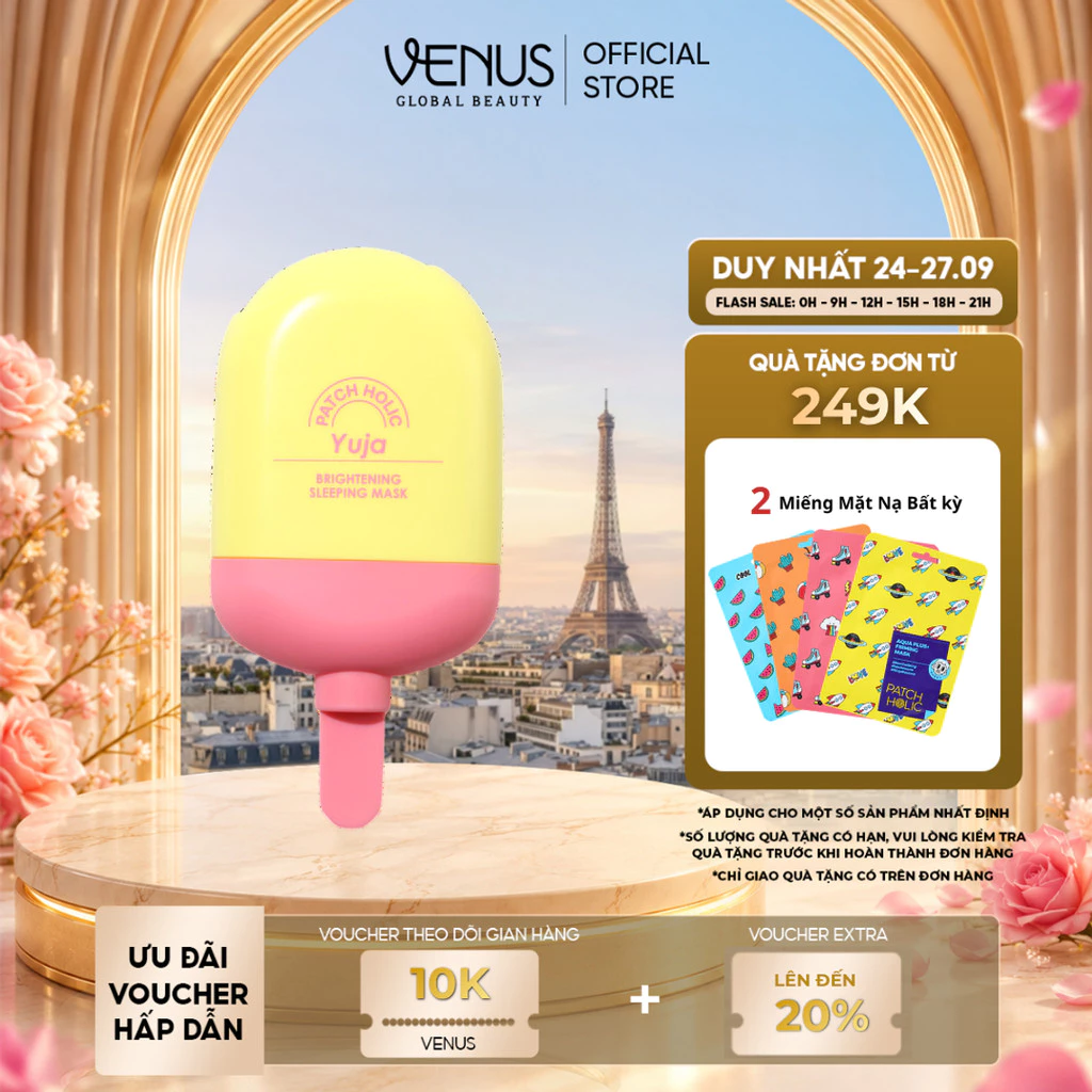 [DEAL MỞ BÁN] Mặt Nạ Ngủ Patch Holic 70ML Chiết Xuất Trái Yuja & Vitamin C Hỗ Trợ Khoá Ẩm Làm Sáng Da - THUẦN CHAY