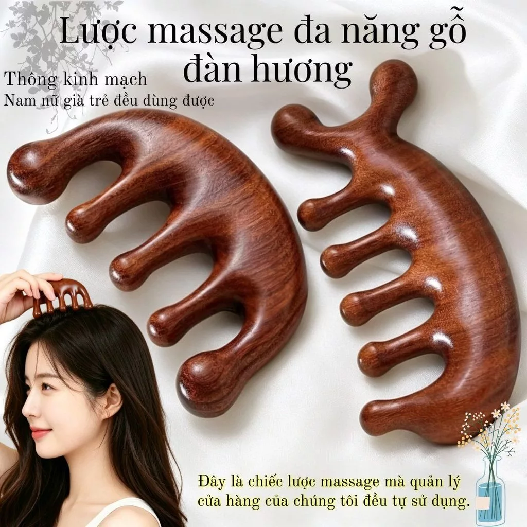 Lược massage gỗ đàn hương cao cấp,massage đầu, da đầu, mắt, mũi,thông kinh mạch,dành cho cả nam và nữ