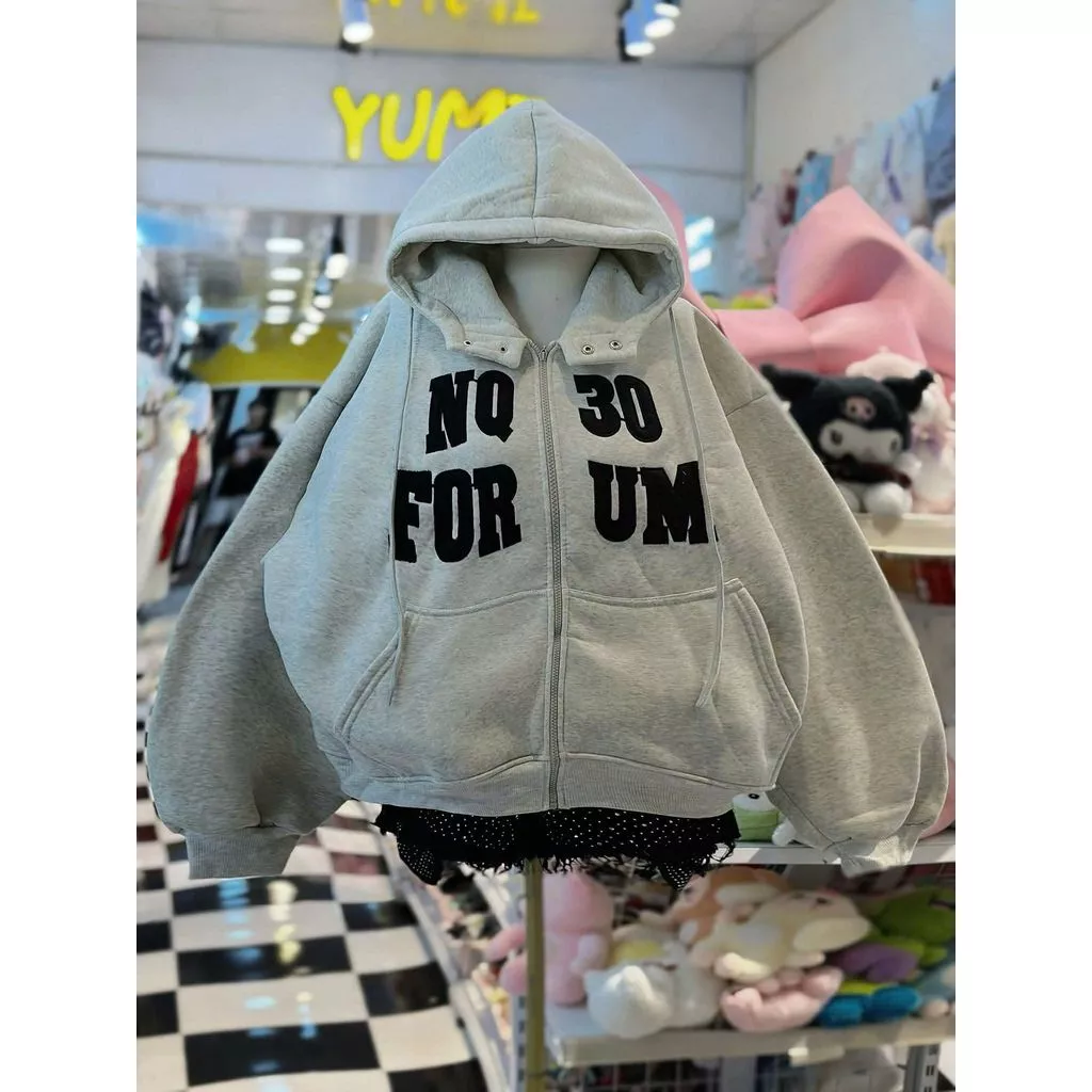 Áo khoác hoodie unisex oversize thời trang nam nữ, chất liệu nỉ bông mềm NQ300 -THUBIO099
