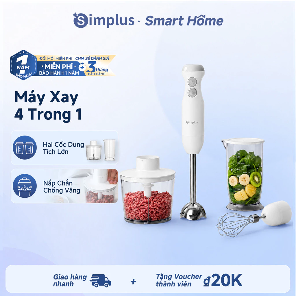 Simplus Máy Xay Cầm Tay Xay Thịt Đánh Trứng Xay Thực Phẩm Cho Bé Ép Trái Cây Làm Sốt Làm Bánh Xay Hạt JBBA003