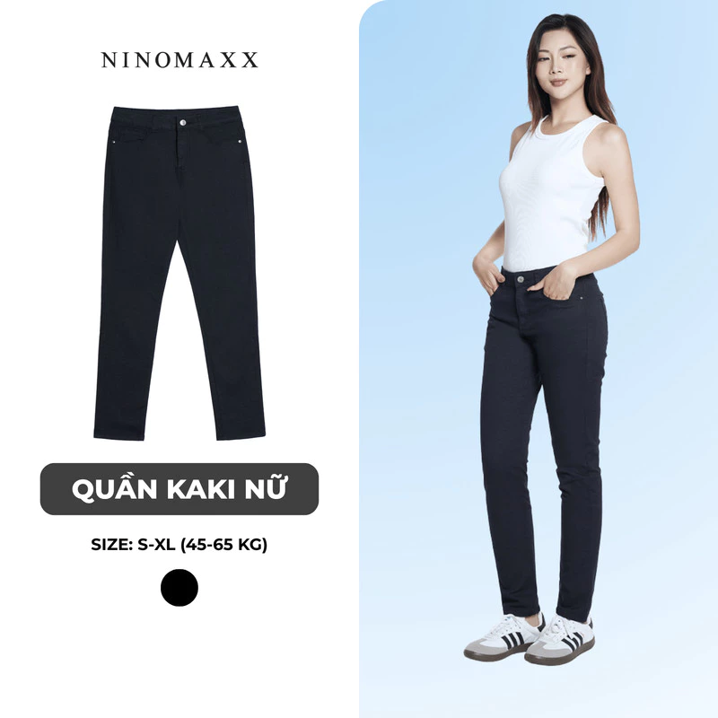 Quần Dài Nữ Dáng Ôm Chất Kaki Mềm Co Giãn Thoải Mái NINOMAXX 2208022