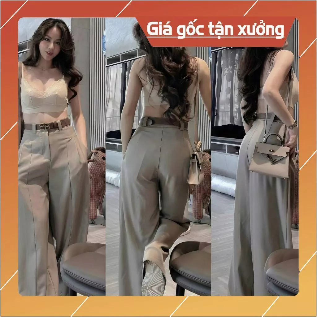 Mã 6402 Quần Tây Nữ Chéo Hàn BXG Lưng Cao Khoá Trước Sang Trọng, Dáng Suông Ống Rộng Đứng Form Hack Dáng (KHÔNG KÈM ĐAI)