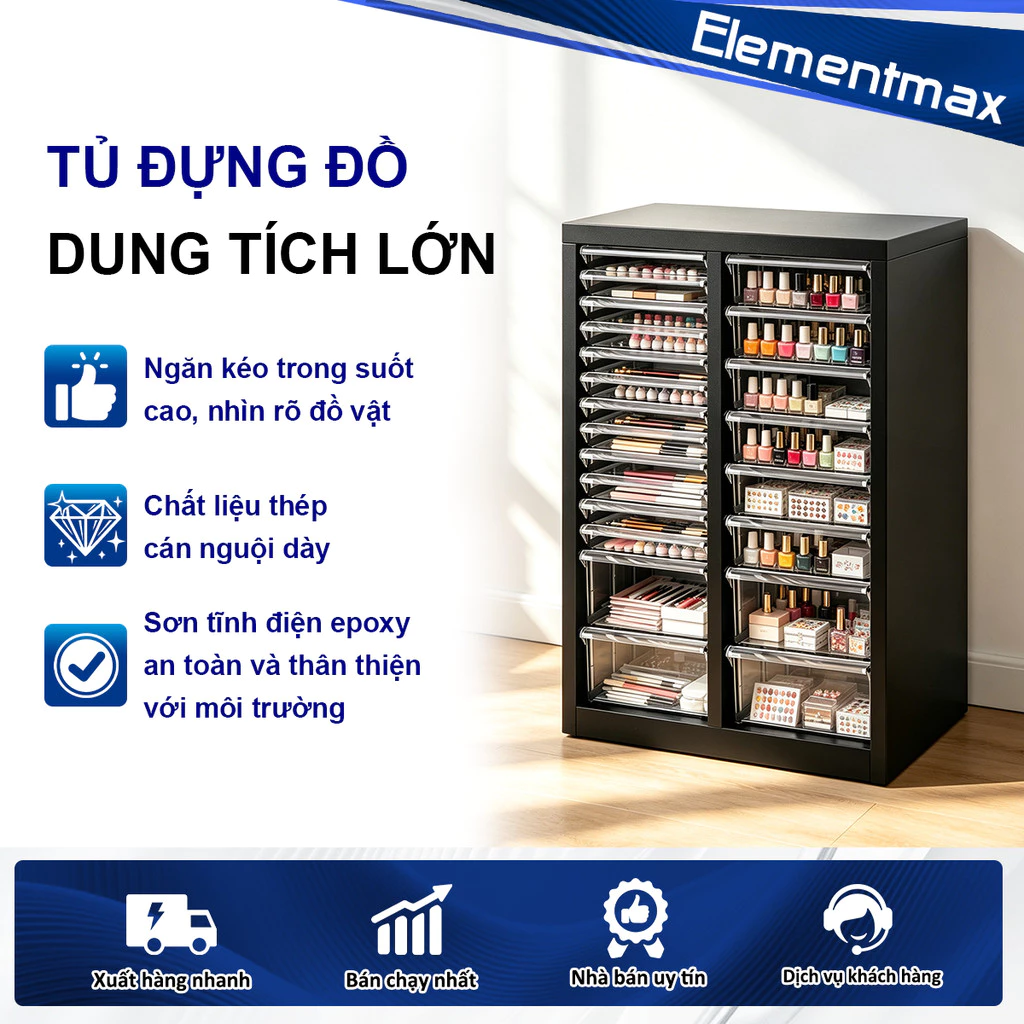 Tủ thép ngăn kéo đa tầng – bàn trang điểm, tủ hồ sơ, tủ đựng sơn gel và mỹ phẩm cho tiệm nail