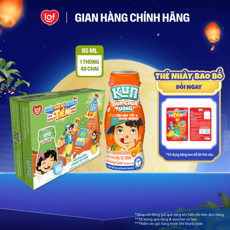 Sữa chua uống KUN vị cam thùng 48 chai x 85ml
