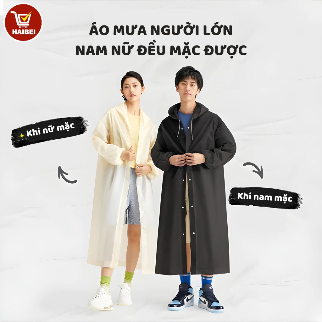 Áo mưa dài tay, áo mưa du lịch ngoài trời, kiểu dáng dài, phù hợp cho cả nam và nữ trong những ngày mưa lớn.
