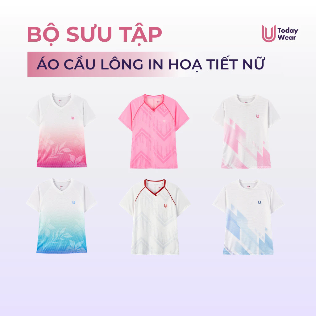 BST Áo Cầu Lông Nữ Today U Wear In Hoạ Tiết Gradient Tôn Da Chơi Cầu Lông Chạy Bộ Thoáng Mát