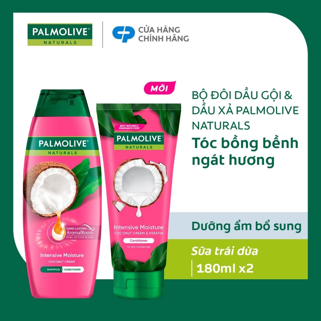 Bộ đôi Dầu gội Palmolive và dầu xả 180ml chiết xuất thiên nhiên cho tóc mềm mượt, lưu hương dài lâu