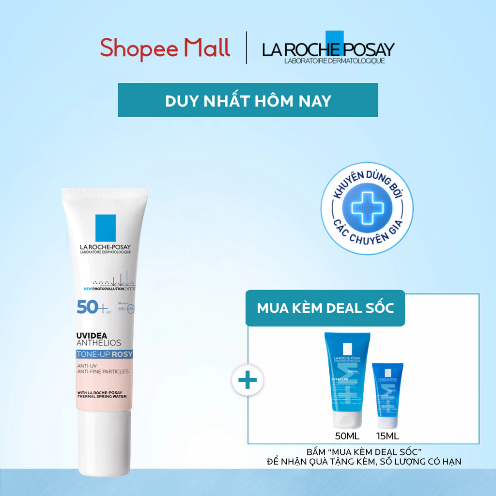 Kem chống nắng nâng tone sáng hồng rạng rỡ cho da khô, xỉn màu Anthelios UVIDEA Rosy+ SPF50+, PA++++