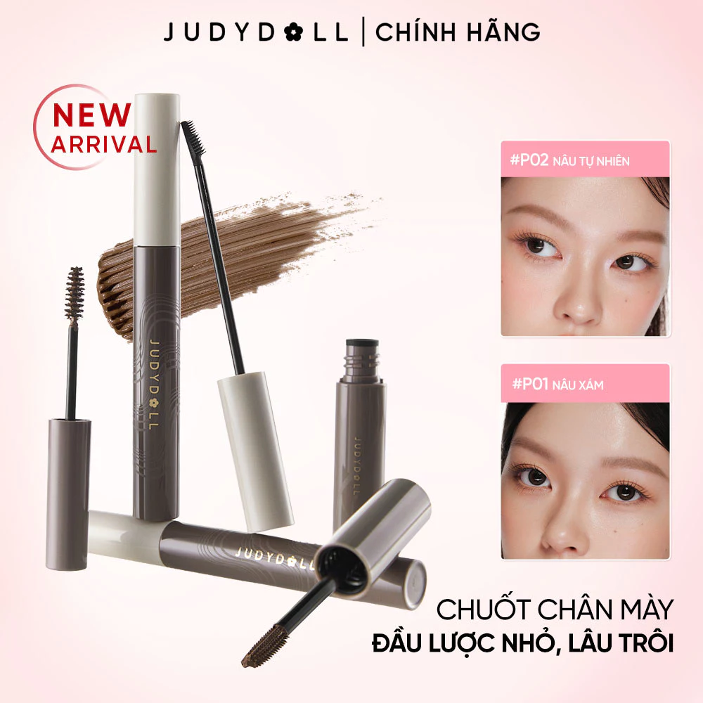 Judydoll Mascara lông mày đầu lược Precision&Longwear Browcara Che phủ và lên màu tốt Không bết Không vón cục Lâu trôi