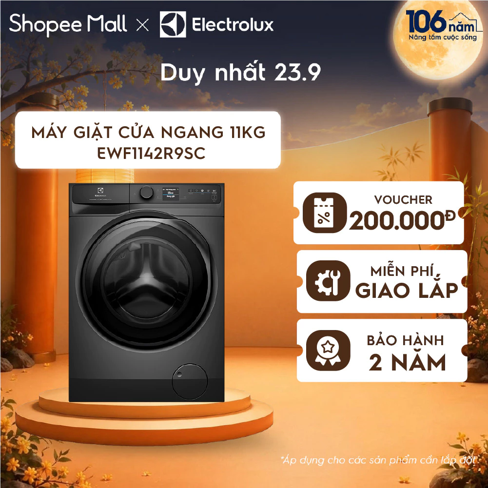 Free giao lắp - Máy giặt cửa ngang Electrolux 11kg UltimateCare 900 - Xám đen Onyx EWF1142R9SC
