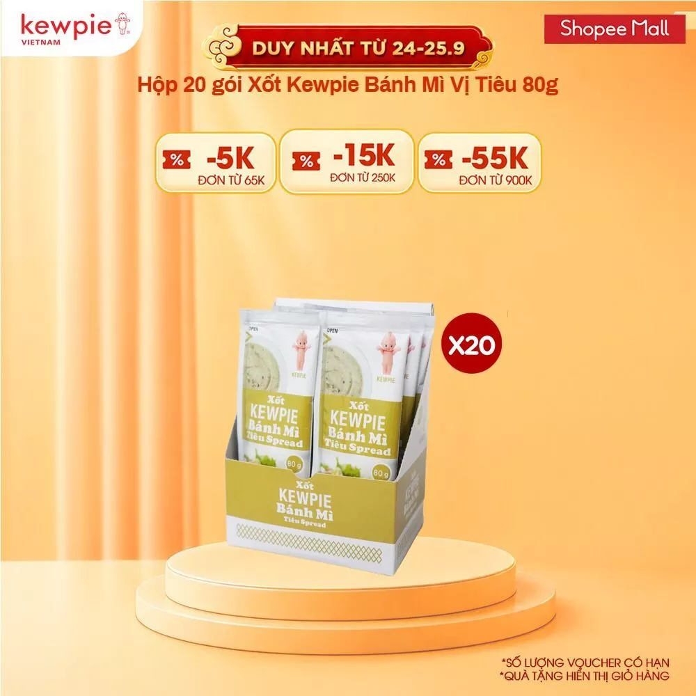 Hộp 20 gói Xốt Kewpie Bánh Mì Vị Tiêu 80g