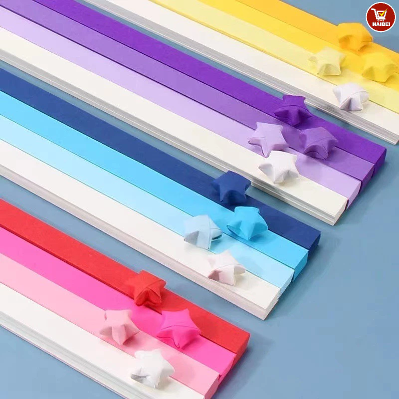 Bộ dụng cụ tự làm origami hình ngôi sao may mắn (bao gồm 540 dải giấy, dài 24 cm, với nhiều màu sắc dễ thương).