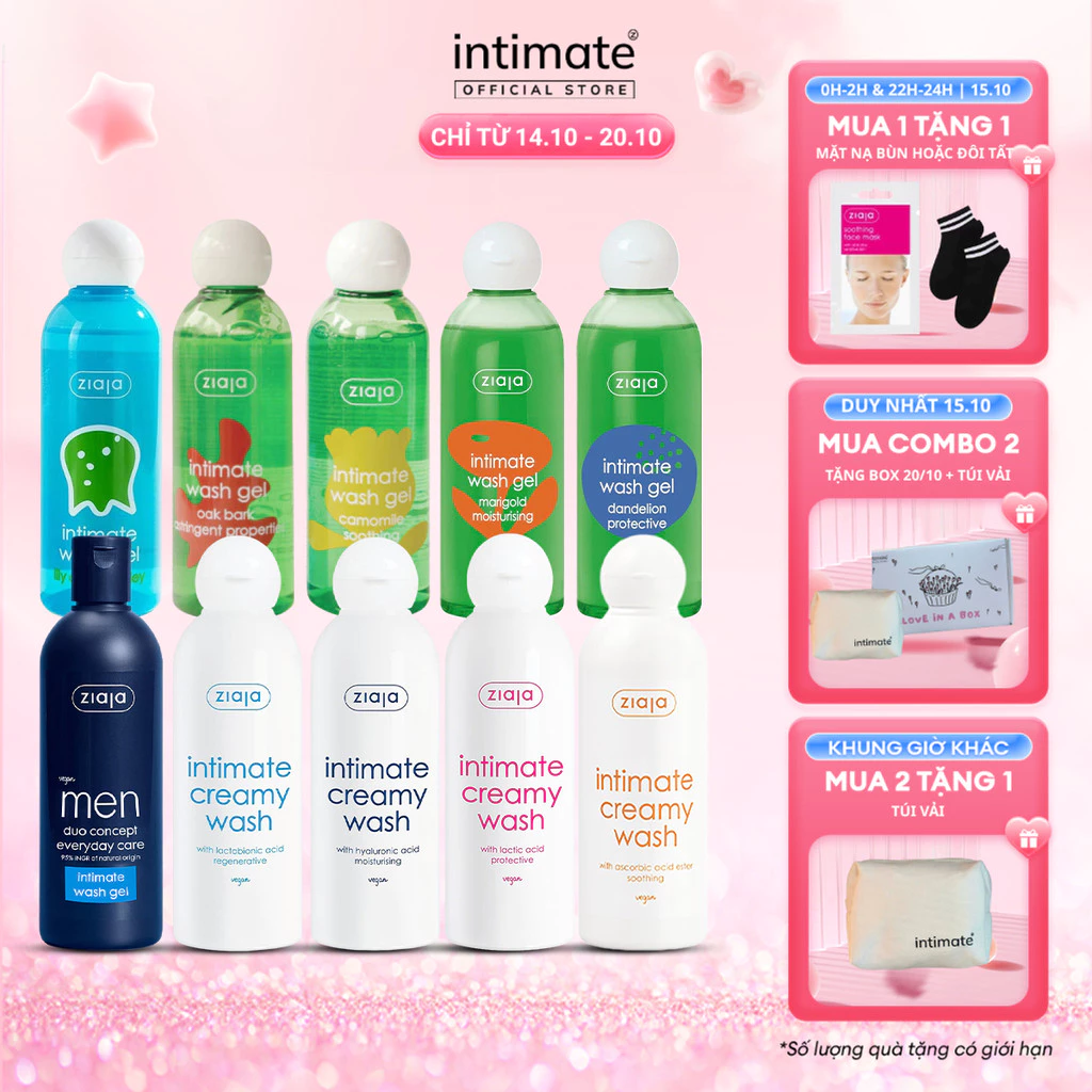 Dung Dịch Vệ Sinh Phụ Nữ Intimate ZIAJA Xuất Xứ Ba Lan Giúp Dưỡng Ẩm, Khử Mùi, Se Khít Dung Tích 200ml