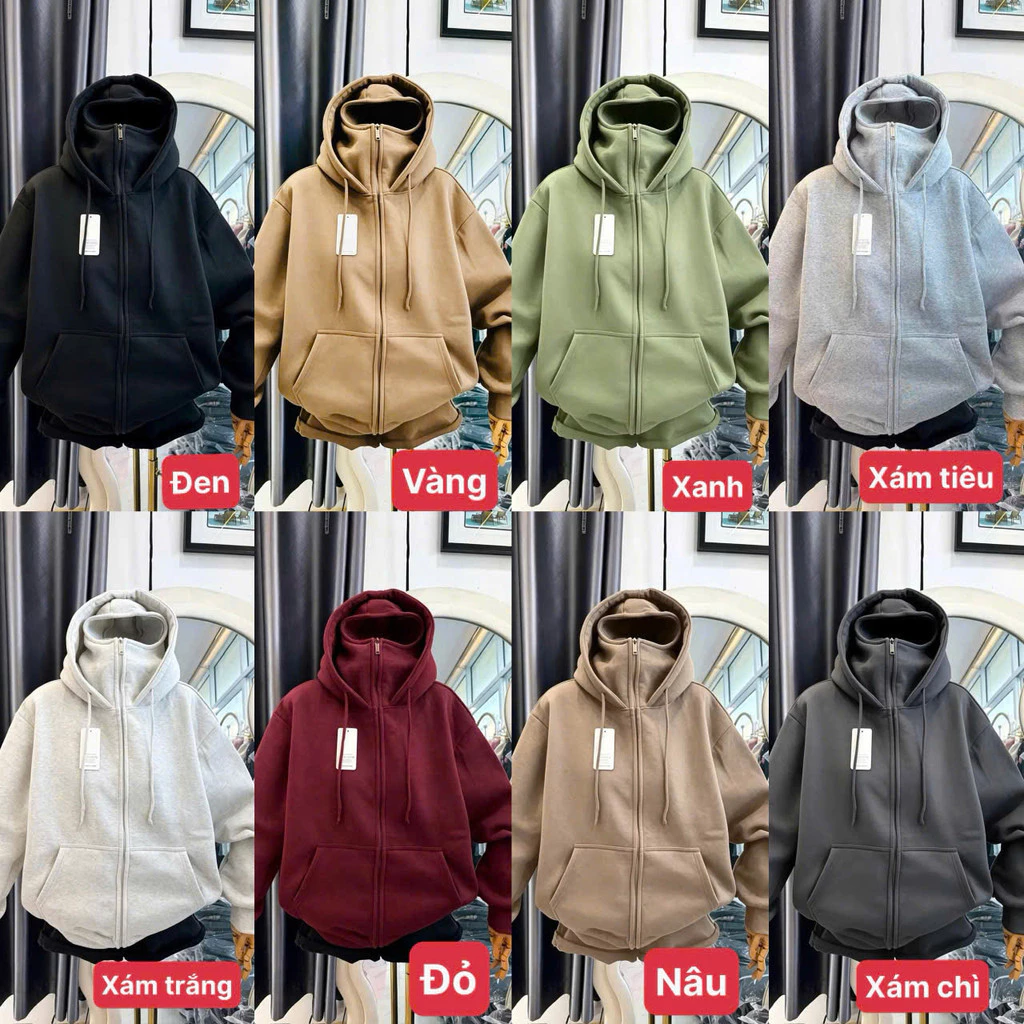 Áo Khoác Nỉ HOODIES Dây Kéo Nón To FORM Rộng Mũ CÓ 2 LỚP Chống Nắng Tốt Bảo Vệ Da NY NA STORE