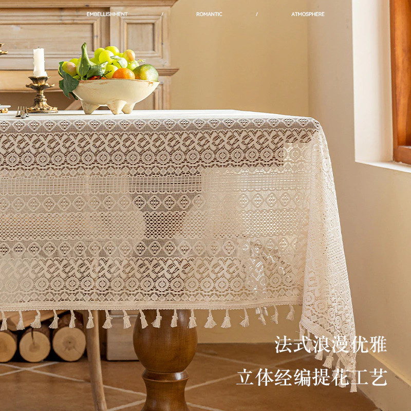 [Sản phẩm mới] Khăn trải bàn sang trọng nhẹ nhàng mùa hè Trang trí nhà hàng ngoài trời Ren vuông Khăn trải bàn cà phê Khăn bàn chống bụi