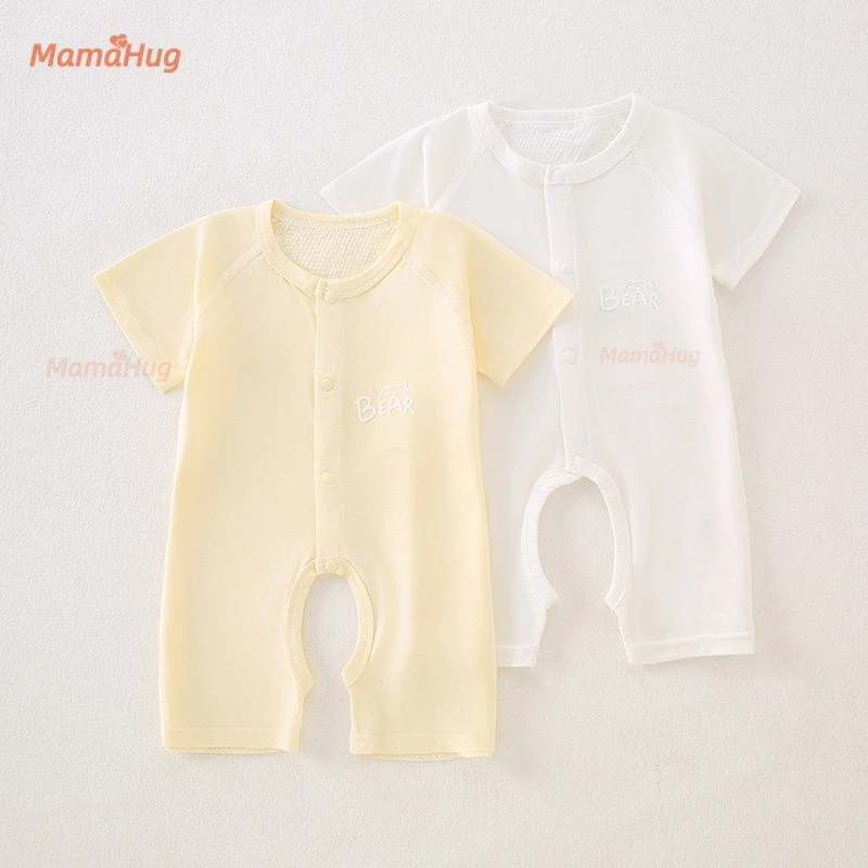 Sơ Sinh Tay Ngắn Mở Đáy Quần Áo Liền Quần Mùa Hè Lyocell Mỏng Thoáng Khí Liền Mạch Jumpsuit Chất Lượng Lớp Trẻ Sơ Sinh Tập Đi Một Mảnh Body Mềm Mại Thoải Mái Bộ Trang Phục Đồ Ngủ