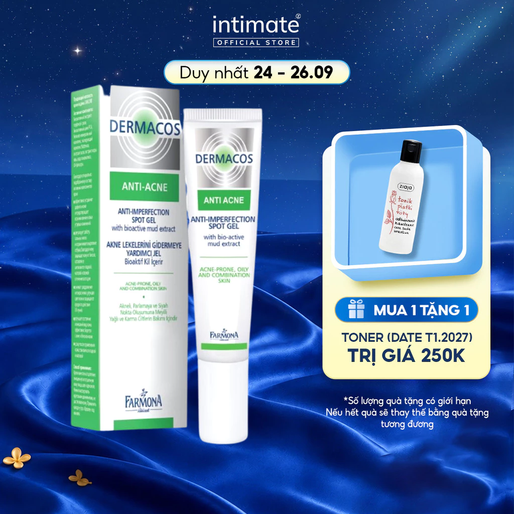 Gel Chấm Mụn Dermacos Farmona Giúp Giảm Mụn Dịu Nhẹ Các Kích Ứng Da Dermacos Anti-Ance Anti Imperfection Spot Gel 15ML