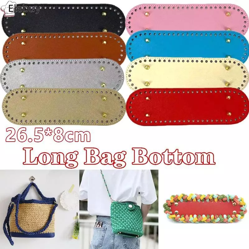 [Ele-T] Đáy túi da PU 26,5 * 8cm với 4 đinh tán Túi hình bầu dục Đáy túi chống mài mòn Đáy túi bền chắc để đan móc