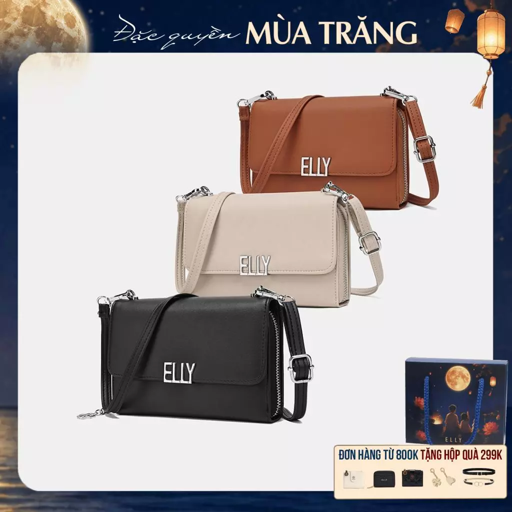 Clutch nữ ELLY ECH72 ví cầm tay da tổng hợp cao cấp đeo chéo đeo vai thời trang
